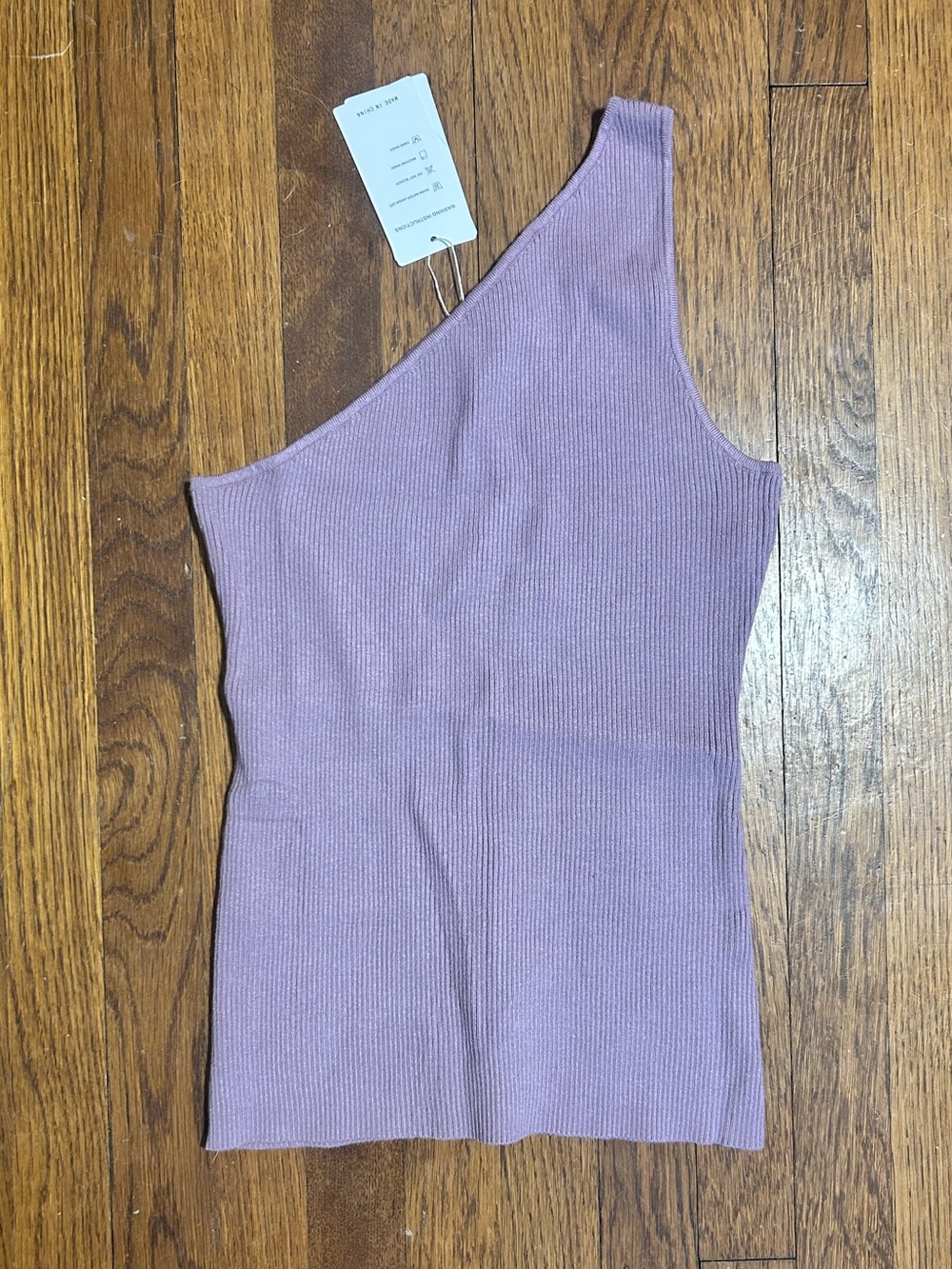 One-Shoulder Lilac Ribbed Tank